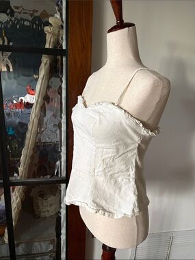 Cream Ruffle-Trim Spaghetti Strap Camisole